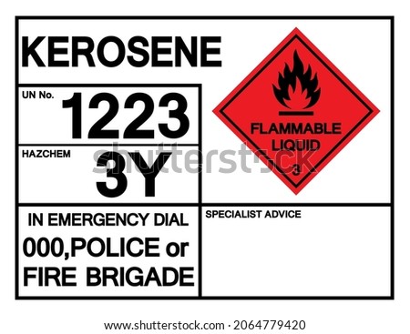 Kerosene UN1223Symbol Sign, Vector Illustration, Isolate On White Background, Label .EPS10