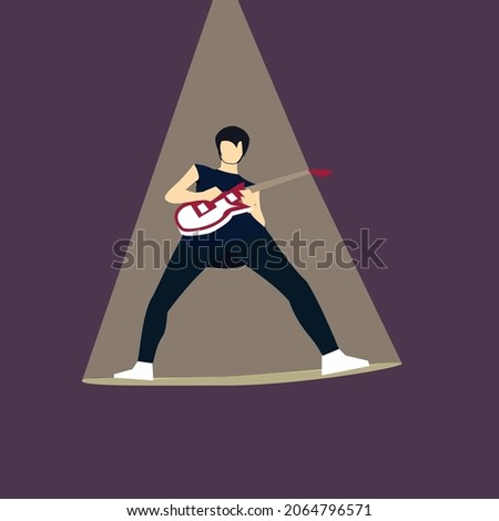Musician Playing Guitar. 
vector illustration
