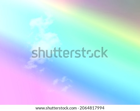beauty sweet green blue colorful with fluffy clouds on sky. multi color rainbow image. abstract fantasy growing light