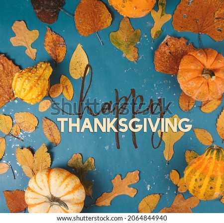 Happy Thanksgiving text with fall frame background.