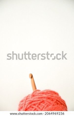 yarn with crochet needle white background
