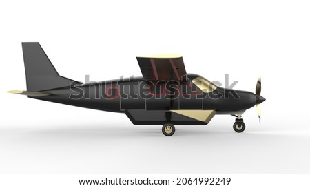 light-engine aircraft on a white background  3d illustration