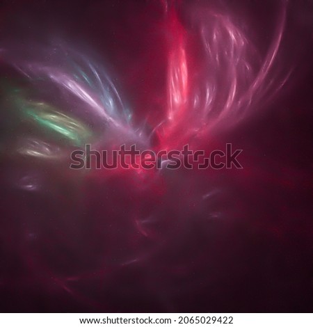 A Long exposure swirl circles of pink lights painting with bright patterns on a black background