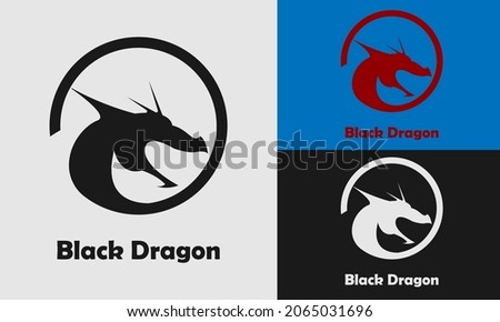 dragon head in circle logo icon element. great for hat wear. simple flat vector design.