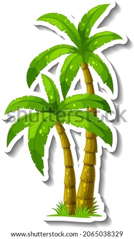 Palm tree sticker isolated on white background illustration