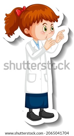 Scientist girl cartoon character in standing pose illustration