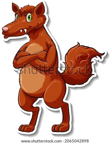 A sticker template of fox cartoon character illustration