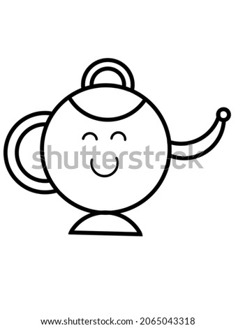 a simple illustration of the kettle in line art design. good for children coloring book idea.