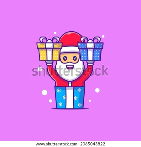 Illustration of a Santa Claus with Christmas Box Gift. Merry christmas