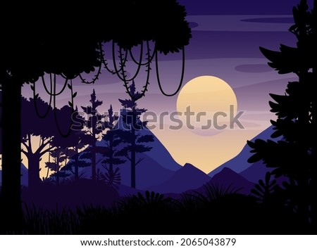 Forest landscape silhouette background illustration