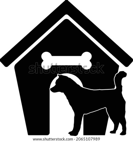 Dog House Silhouette Outline Vector