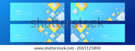 Web banner design set, template header for site. Geometric shapes, wide abstract background