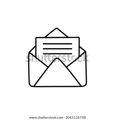  mail icon in flat black line style, isolated on white 