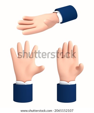 Set of vector cartoon palm hand isolated on white background