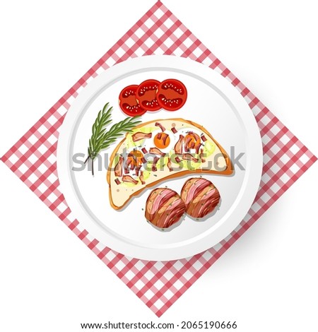 Healthy breakfast with bruschetta illustration