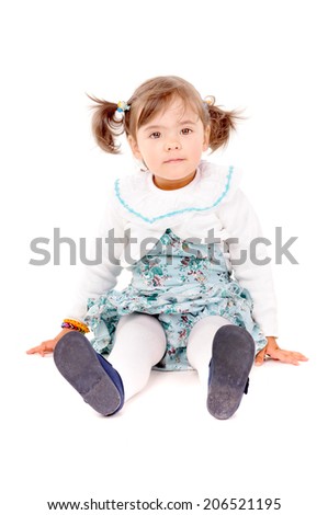 little girl isolated in white
