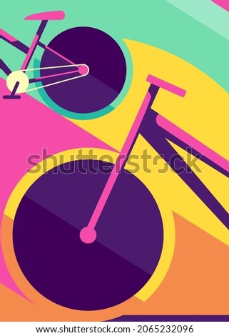 Poster with road bike. Placard design in flat style.