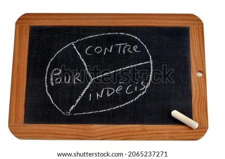 French political poll concept in the form of a circle on a school slate 