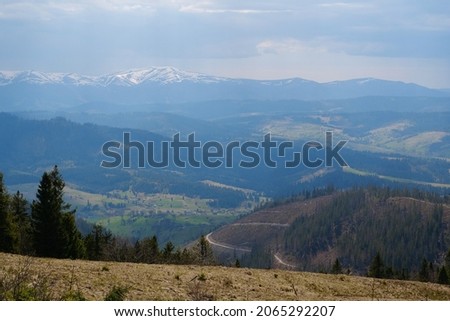 Carpathian Mountains, Ukraine, snow-covered Polonina Borzhava mountain ridge