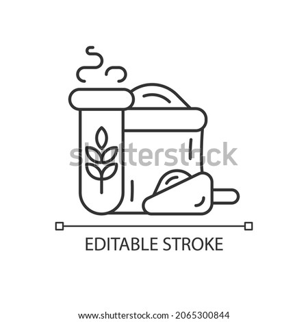 Wheat and flour quality test linear icon. Flour milling production control. Agricultural industry. Thin line customizable illustration. Contour symbol. Vector isolated outline drawing. Editable stroke Royalty-Free Stock Photo #2065300844