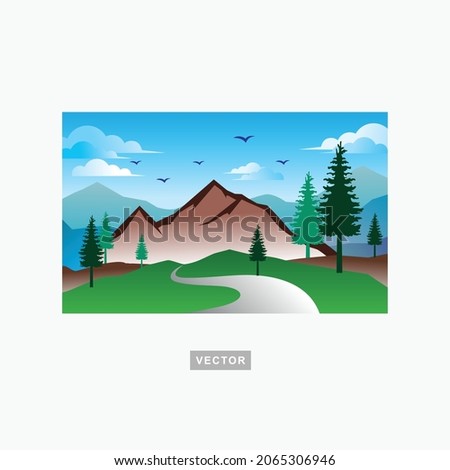 Vector beautiful natural scenery or hills with gradient color for background