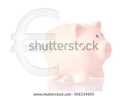 piggy bank with euro symbol cut off