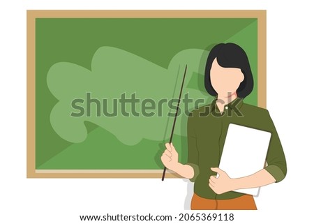 female teacher flat art illustration