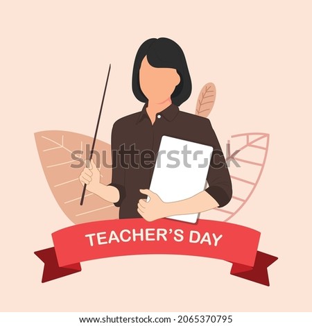 Female teacher flat art illustration
