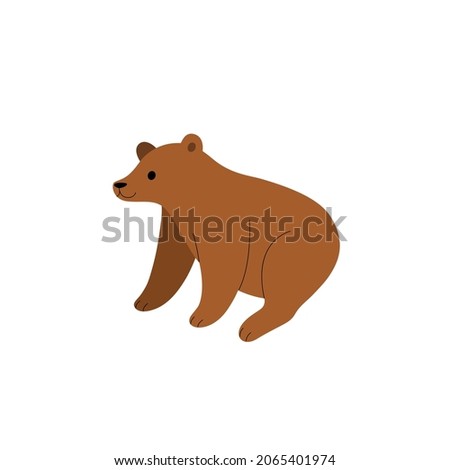 Cute bear - cartoon animal character. Vector illustration in flat style isolated on white background.