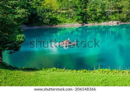 beautiful view mountain lake. Steg,Malbun in Lichtenstein, Europe