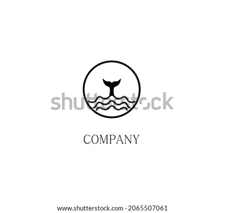 A whale tail logo in the middle of the ocean, can be used as a marine symbol or company logo or others