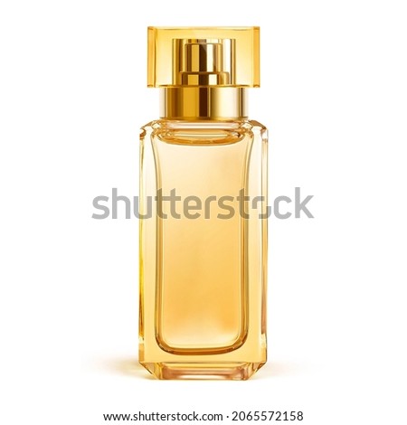 Orange 1.2 oz. Bottle of Perfume. Lady Eau De Cologne Bottle Isolated on White. Floral Fruity Fragrance for Women. Perfume Spray. Modern Luxury Women's Parfum De Toilette Royalty-Free Stock Photo #2065572158