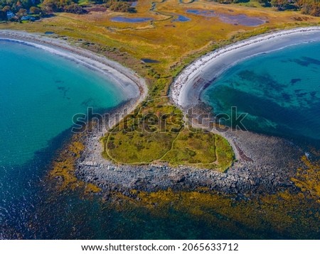 Seapoint aerial view between Seapoint Beach and Crescent Beach on Gerrish Island in Kittery Point, town of Kittery, Maine ME, USA.  Royalty-Free Stock Photo #2065633712