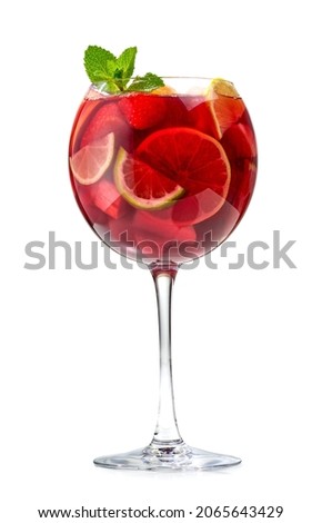 glass of red sangria isolated on white background Royalty-Free Stock Photo #2065643429