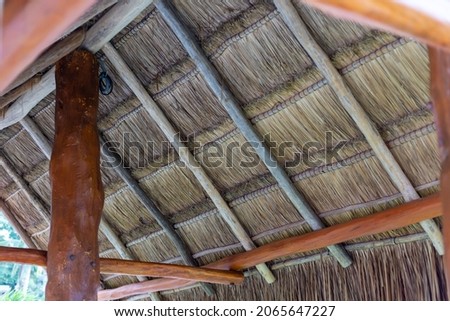 view of a straw ceiling as seen from inside Royalty-Free Stock Photo #2065647227