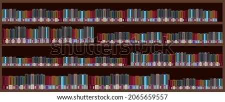 Bookcase with books on white background illustration
