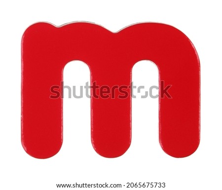 lower case m magnetic letter on white with clipping path