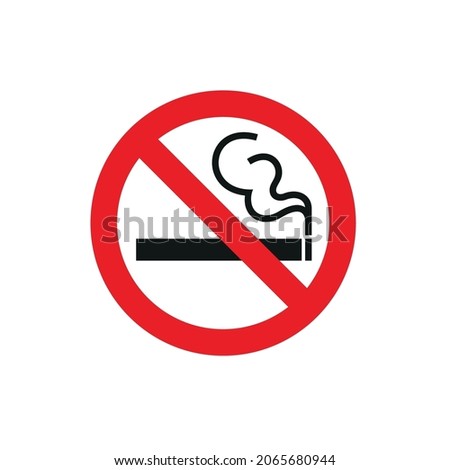 No smoking. Vector prohibition sign. A red circle with a red diagonal line through it. Smoking is prohibited sticker, crossed out cigarette with smoke.