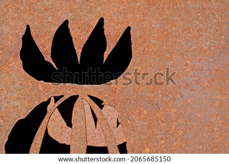 Texture of rustic surface. Abstract of carving on metal sheet with shadow