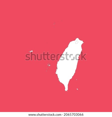 taiwan white map with black detail isolated red background 