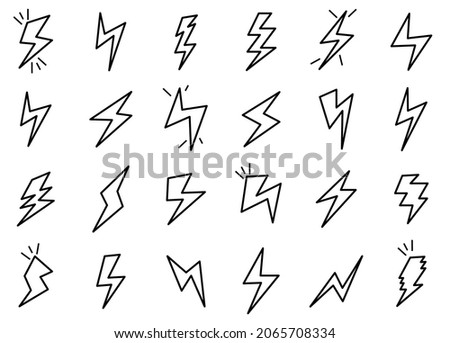 set of Lightning line icons illustration. thunderbolt symbol vector on white background 