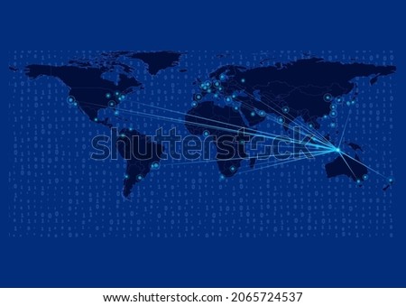 Concept vector map for East Timor, East Timor map with connections to major cities around the world. Internet or smart cities or business concept image vector illustrations.