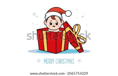 Cartoon cute baby santa merry christmas
