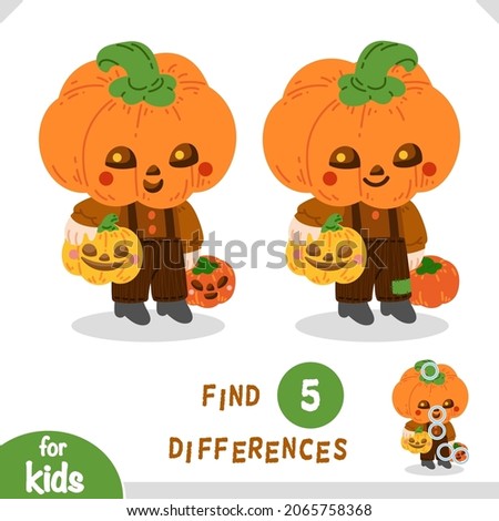 Find differences, educational game for children, Halloween pumpkin boy