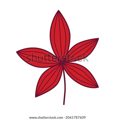 stylized autumn leaf, flat design, isolated on white