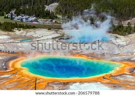 Yellowstone's grand prismatic spring Royalty-Free Stock Photo #206579788