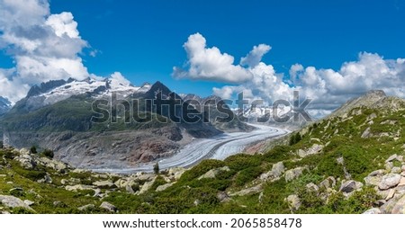 Landscape near the village Riederalp with the Aletsch Glacier World Heritage Site