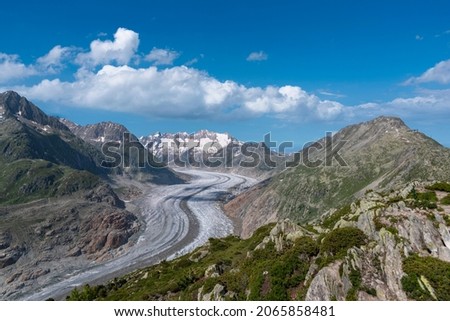 Landscape near the village Riederalp with the Aletsch Glacier World Heritage Site
