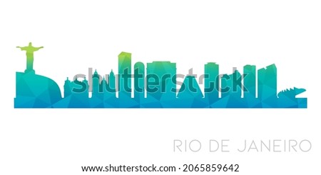 Rio de Janeiro, State of Rio de Janeiro, Brazil Low Poly Skyline Clip Art City Design. Geometric Polygon Graphic Horizon Icon. Vector Illustration Symbol.