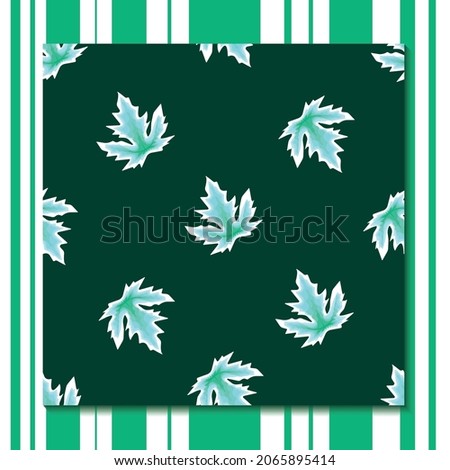 tropical seamless pattern plants leaves with green light and white color combination on dark background. foliage seamless background. summer design. fashionable texture